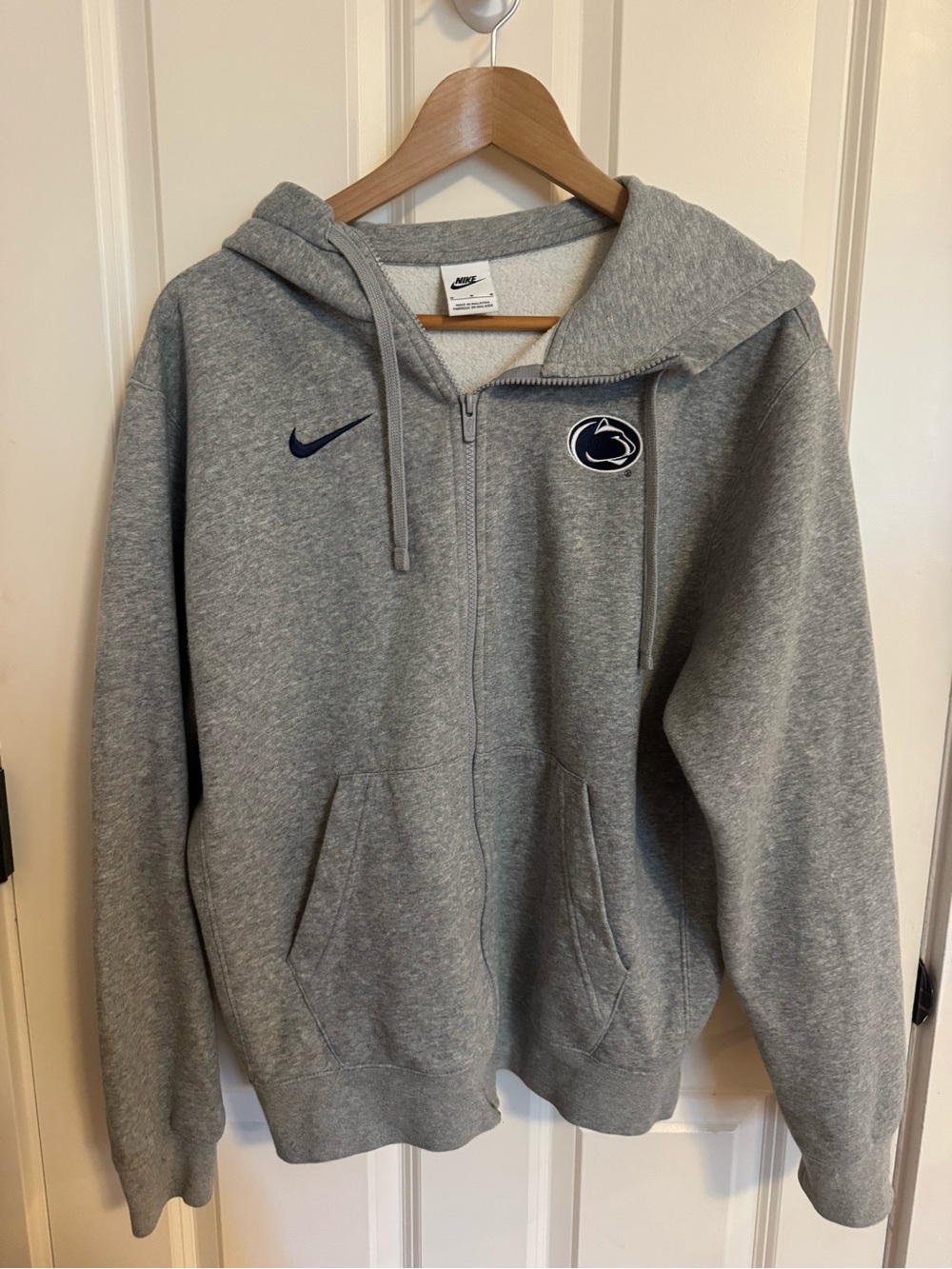 Penn State Nike Grey Full-Zip Hoodie with Swoosh Tag